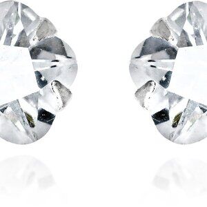 Fashionable Silver Flower Earrings with Cubic Zirconia - Perfect Gift Option